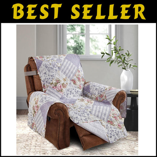 Stylish Rose Violet Recliner Slipcover with Elastic Strap - Kid & Pet Safe