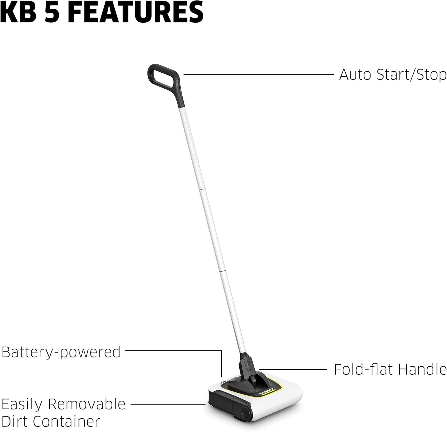 Fast & Efficient KB 5 Electric Broom - Ideal for Low-Pile Carpet & Hard Floors