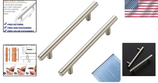 40 Count Modern Brushed Nickel Cabinet Handles - 5” Hole Center with Templates