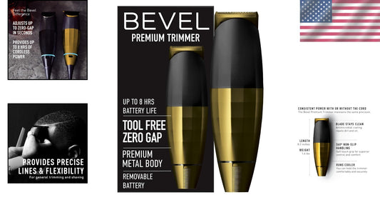 Cordless Gold Beard Trimmer - Lightweight Design, Precision Zero Gapped Blade