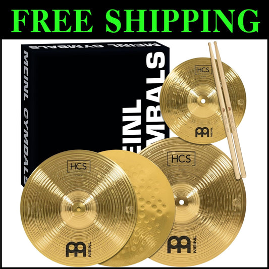 Meinl HCS Cymbal Set - 13" Hi-Hats, 14" Crash & 10" Splash, 5A Sticks Included
