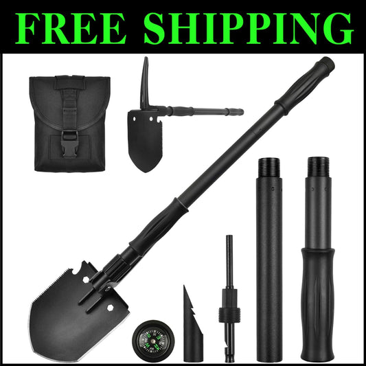 28.3'' Folding Survival Shovel with Multifunctional Tools for Outdoor Adventures