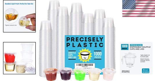 1oz Airtight Plastic Souffle Cups with Lids - Perfect for Jello Shots & Samples