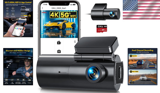 Real 4K and 1080P Dual Dash Camera with 24/7 Protection & Lifetime Support