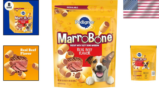 Delicious Beef Bone Marrow Dog Treats - 8-Pack for Healthy Canines, 1.5 lb Each