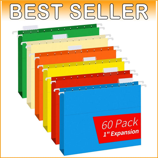 Durable Expandable File Folders with Adjustable Tabs - 60 Pack Assorted Colors