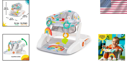 Learn-To-Sit Portable Baby Floor Seat 2 Positions with Sensory Toys, 4-12 Months