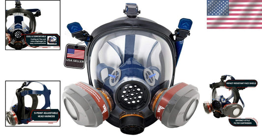 Lightweight Full Face Organic Vapor Mask with Premium Silicone Seal & Filters