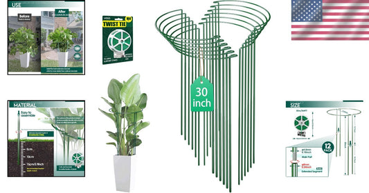 30-Inch Adjustable Garden Support Stakes - 12 Heavy-Duty Iron Stakes for Plants