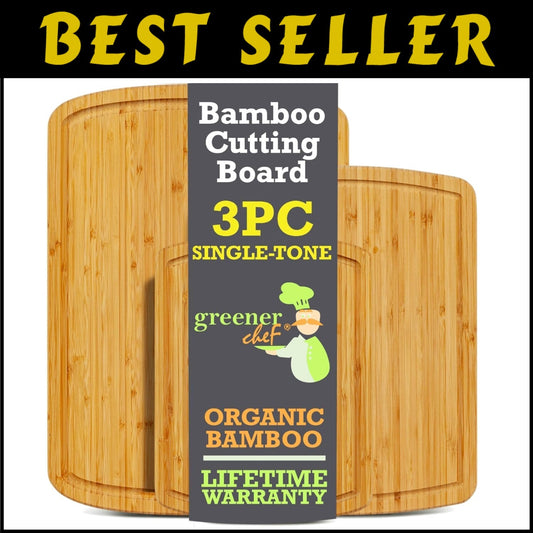 Premium Bamboo Cutting Board Set - 62% More Cutting Area & Lifetime Replacements