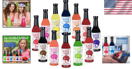 Ultimate 12 Flavor Snow Cone Syrup Pack - Perfect for Summer Parties!