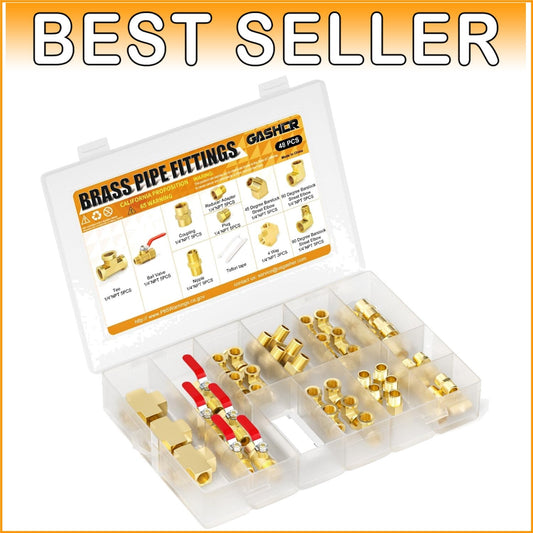 Corrosion-Resistant 48-Piece Brass Pipe Fitting Kit for DIY & Professional Use