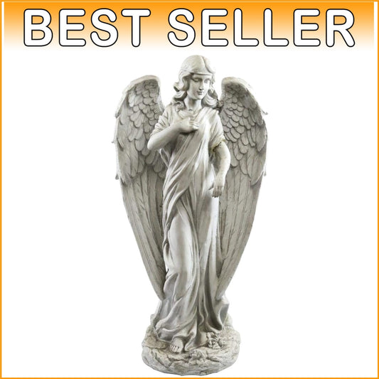Elegant 31" Tall Angel Statue in Light Gray for Indoor/Outdoor Decor