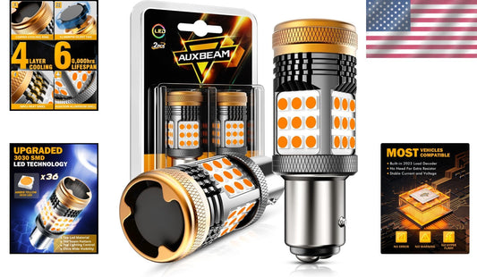 Amber Yellow LED 1157, 600% Brighter Turn Signal with Built-in Resistor System