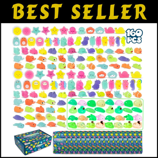 160 Assorted Squishy Fidget Toys with Glow in the Dark - Fun Kids Party Treats
