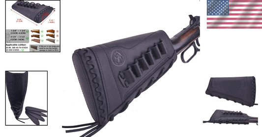 Buffalo Hide Leather Rifle Buttstock Cover - Drawstring Closure & Storage Pocket
