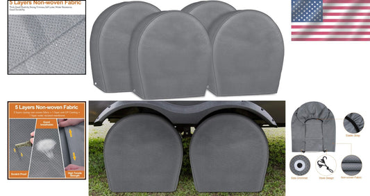 4-Pack Universal Tire Covers for 32-34.5" Tires - Premium Non-Woven Protection