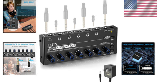 Compact Audio Splitter & Headphone Amp for Studio & Stage - 1/4" & 1/8" Output