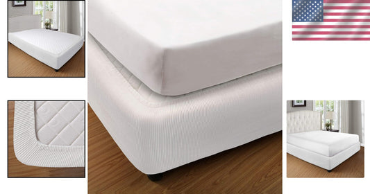 Wrinkle-Free Box Spring Cover in White - Elegant Solution for King Beds
