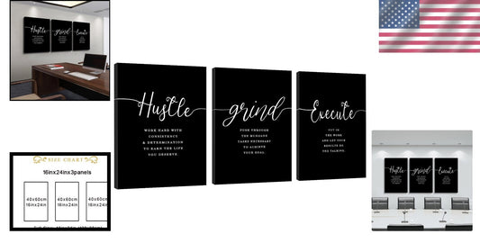 Durable Modern Canvas Art Set - Motivational Quotes for Office & Home (3 pcs)