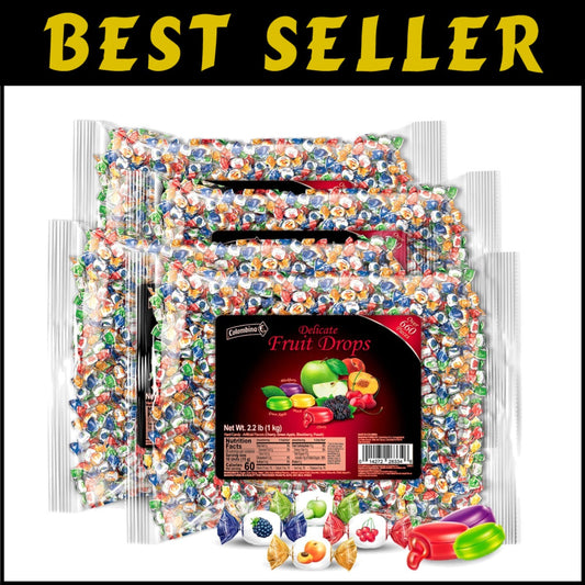 Bulk Pack of 4 Delicious Fruit Drops - 2.2lbs of Assorted Candies to Enjoy