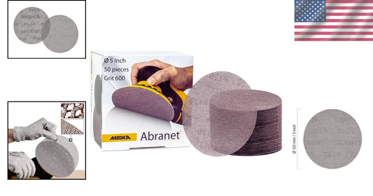 Abranet 5-Inch Grit 600 Sanding Discs - Versatile Hook & Loop Design (50 Discs)