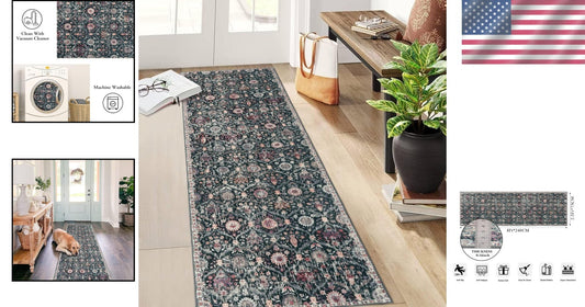 Ultra-Thin Non-Slip Moroccan Runner Rug 2'5''x8' - Perfect for Entryways