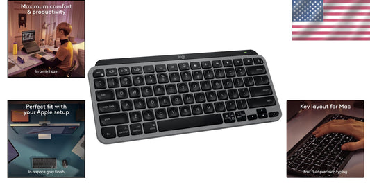 MX Keys Mini for Mac - Compact Wireless Keyboard with Backlit Keys, Space Grey