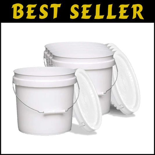 Economical 5-Pack of 2-Gallon White Storage Pails with Comfort Grip Handles