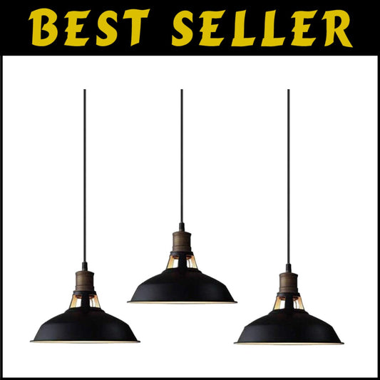 Dimmable 3-Pack Ceiling Pendant Lights - Industrial Barn Style for Modern Spaces