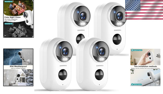 Enhanced 2K Wireless Home Security Cameras - 4 Pack, Easy Install, Night Vision