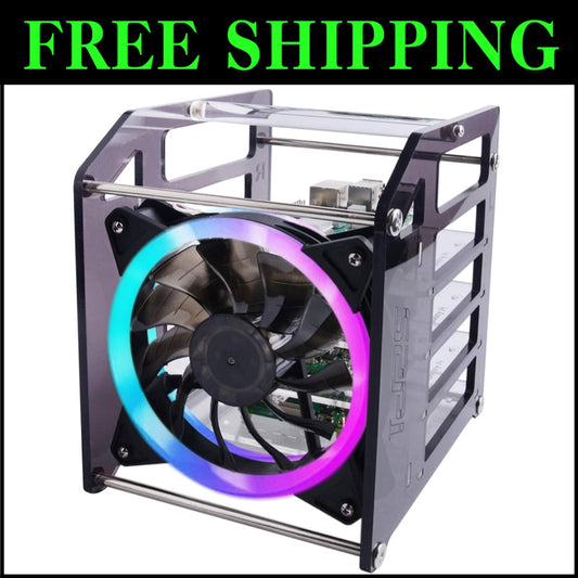Premium Raspberry Pi Stackable Tower Case with RGB Fan for Optimal Cooling