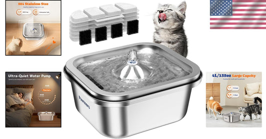 Dishwasher Safe Cat Water Fountain with Quadruple Filtration - 4L Capacity