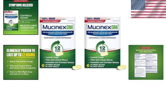 DM 12 Hour Cough & Chest Congestion Relief Tablets - 1200mg Guaifenesin Duo