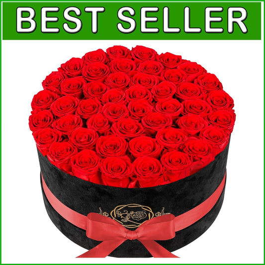 Elegant 47-Piece Preserved Flower Collection in Velvet Box - Gift for Mom