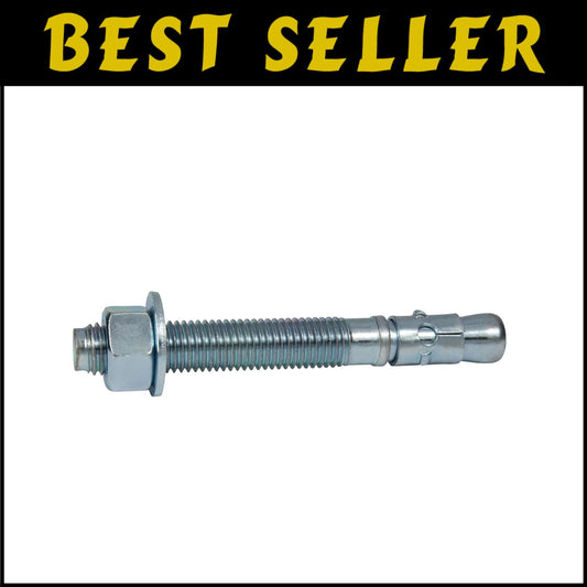 Zinc Plated 1" x 6" Wedge Anchors, Box of 5, Ideal for Concrete Installation