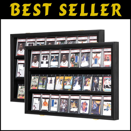 24-Card Lockable Baseball & Sports Display Case with UV Protection & Mounting