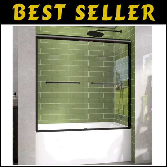 Versatile Reversible 60 in. Tub Shower Door - Anti-Crash Design in Matte Black