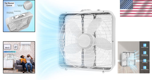 3-Speed Box Fan with High Capacity Airflow - Ideal for Garages and Bedrooms