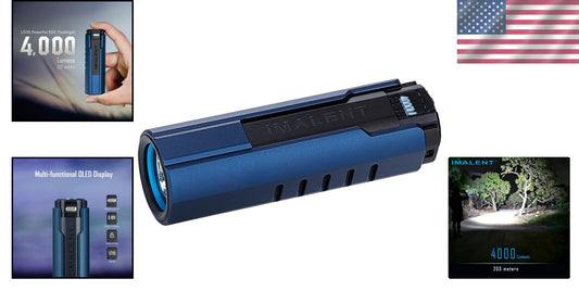4000 Lumens EDC Flashlight, Rechargeable Ultra-Bright Compact Torch Royal Blue