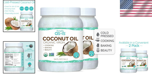 Dual Pack 54 fl oz Organic Virgin Coconut Oil | Cooking & Moisturizing Essential