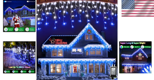 Festive 792 LED Outdoor String Lights - 8 Modes & Memory for Perfect Holidays