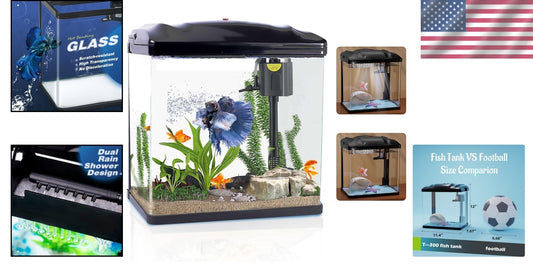 Elegant 4 Gallon Betta Fish Tank with Filter & LED Light - Starter Kit