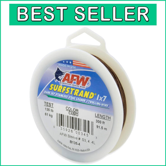 135lb Breaking Strength Camo Leader Wire - 1x7 Stainless Steel, 300ft Option