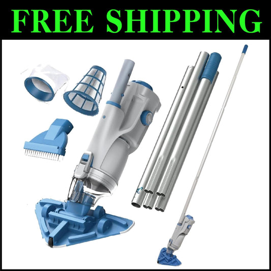 2025 Cordless Pool Vacuum with 72” Pole and Dual Filter System for Small Pools