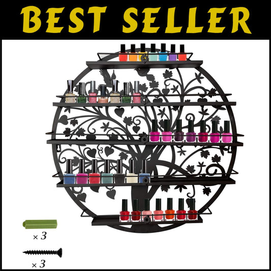 Elegant Wall-Mounted Nail Polish Organizer - 5-Shelf Acrylic Rack in Black