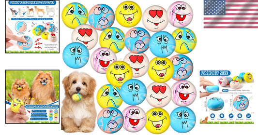 24 Vibrant Emoji Squeaky Dog Balls – Fun Interactive Fetch Toys for Small Dogs