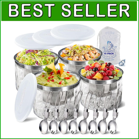 Elegant Chilled Dip Bowl Set with Ice Holder - Perfect for Outdoor Entertaining!