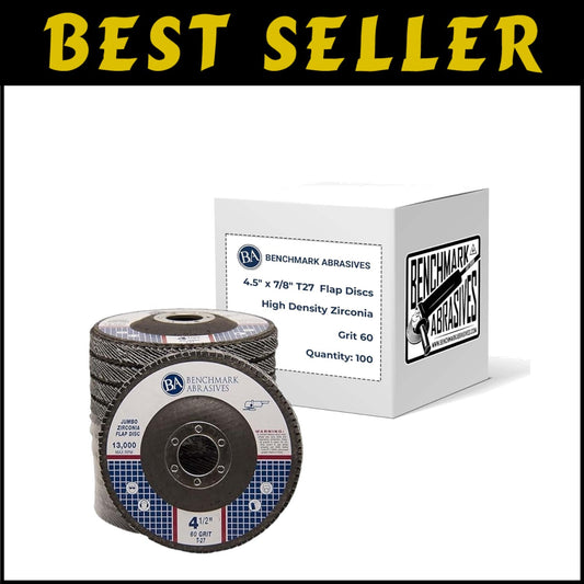 High-Quality 60 Grit 4.5" Flap Discs for Angle Grinder - 100 Count Zirconia Set