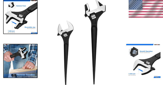 Durable 12" & 16" Spud Wrench Set with Roll-Up Storage Bag - Chrome Finish